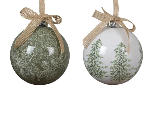 Bauble polyfoam sh bow white/green L.8cm x W.8cm x H.9.3cm