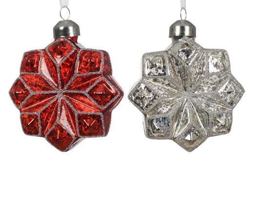 Flower glass silver inside w white decoration 2col ass assorted L.8cm x W.3.5cm x H.8cm