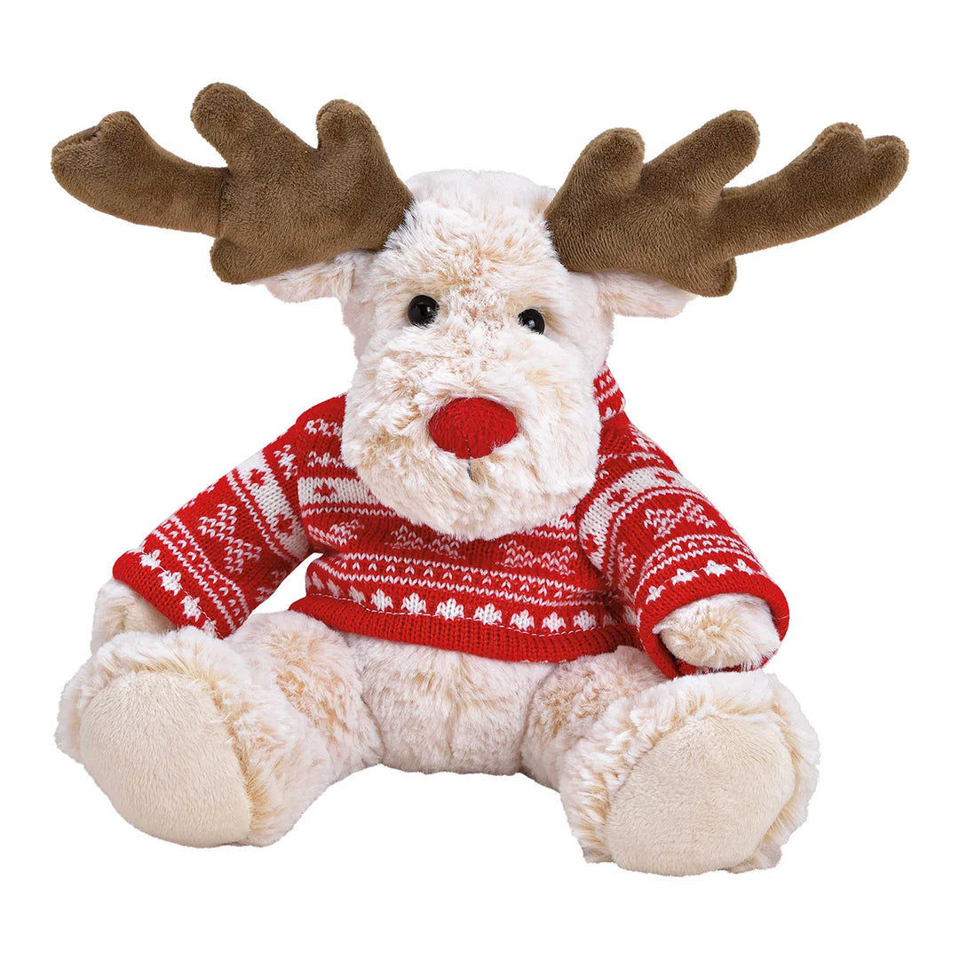 Moose plush beige red pullover (23x29x13cm)