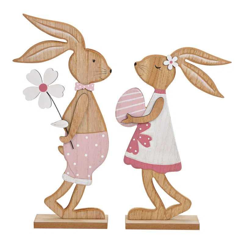 Wooden rabbit display stand purple (W/H/D) 18x40x15cm, 21x34x5cm