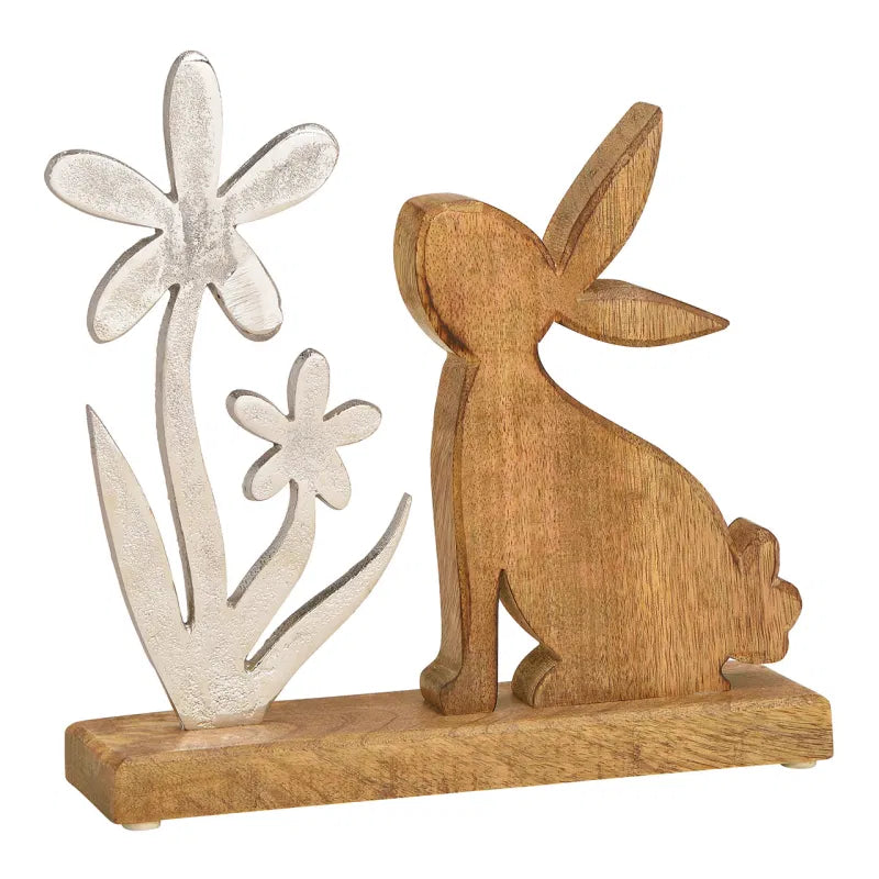 Display stand bunny with flower (W/H/D) 25x25x6cm