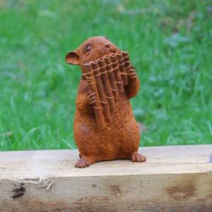 Cast Iron Mini Musical Guitar Mouse Statue