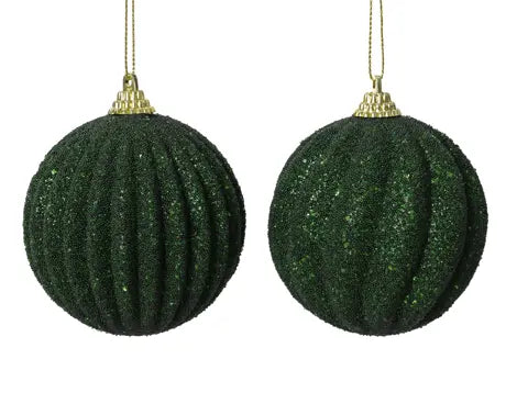 Bauble foam glitters, beads pine green D.8cm