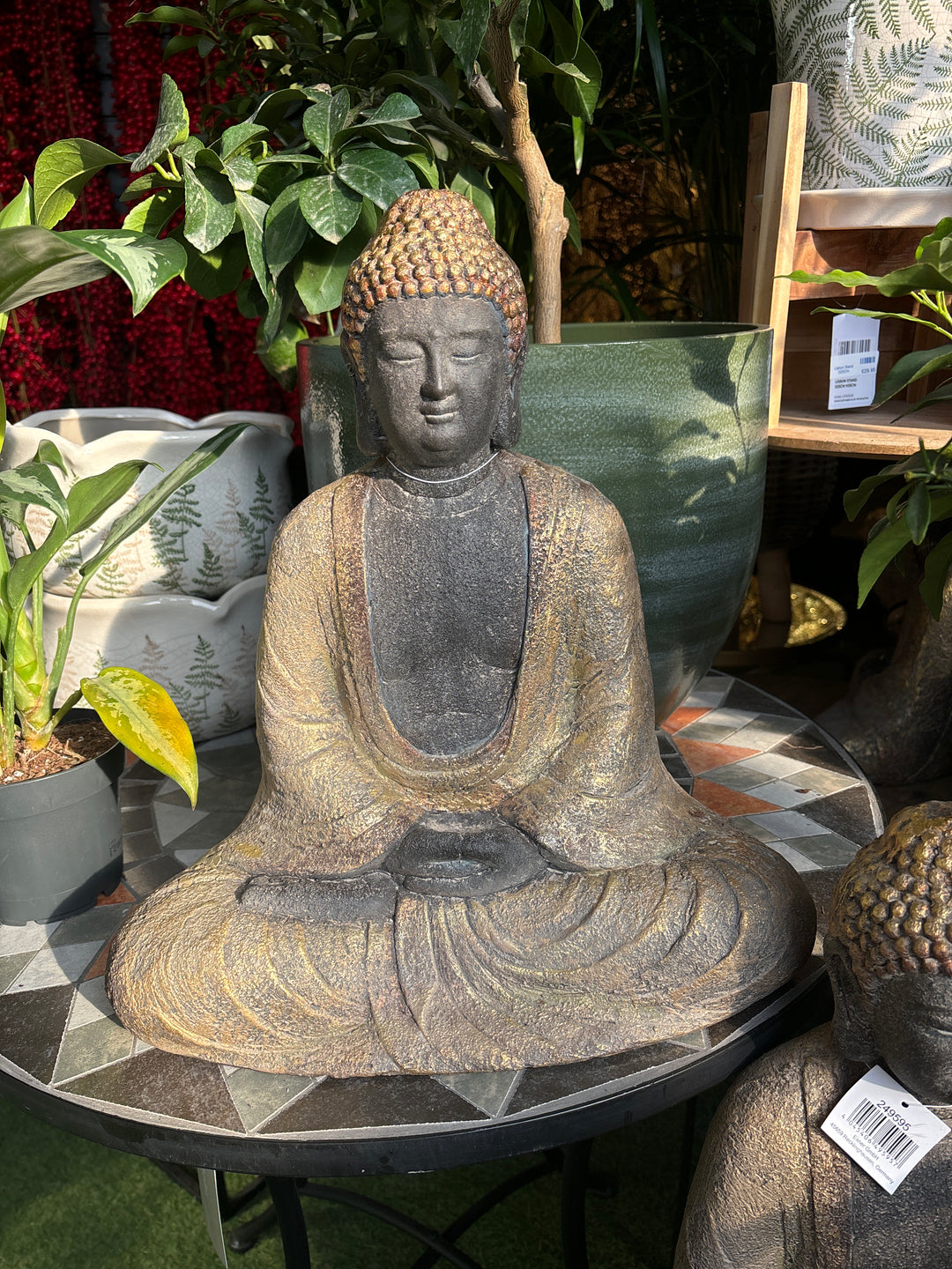 Buddha TARO, grey/gold, MGO, 38x20x40 cm