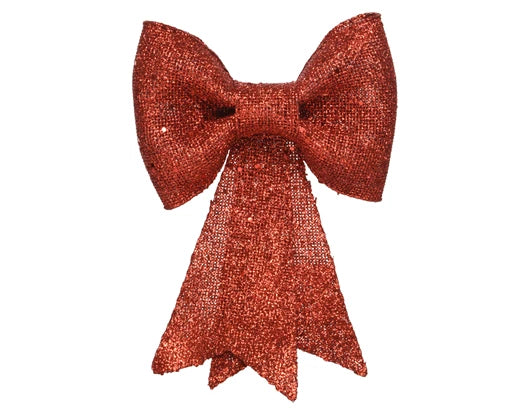 Bow plastic glitters red L.7cm x W.31cm x H.40cm