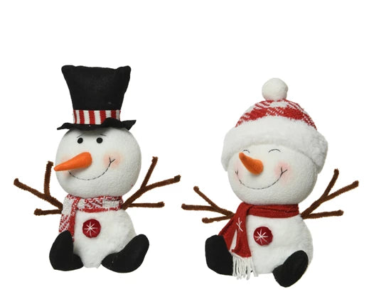 Snowman polyester with scraftw hat 2ass L13-W10-H29cm