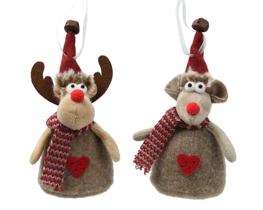 Animal polyester with scarf with heart 2ass assorted L.6.5cm x W.5cm x H.15cm