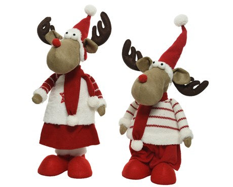Deer polyester with hat with scarf red/white L.23cm x W.32cm x H.90cm