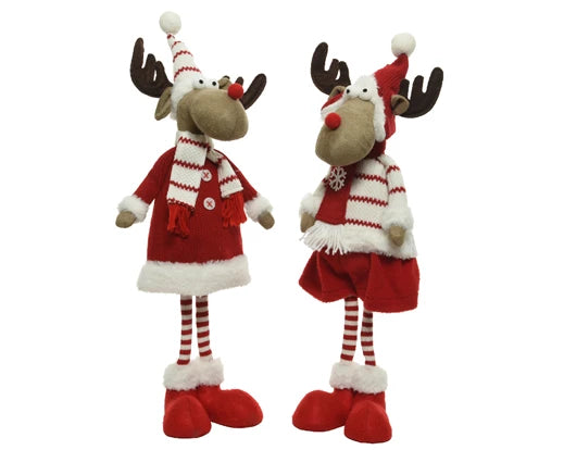 Deer polyester with hat with scarf red/white L.16cm x W.20cm x H.69cm