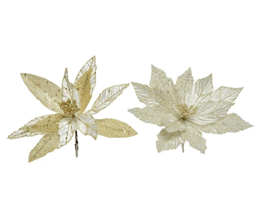 Flower polyester ivory/gold D.28cm x H.3cm