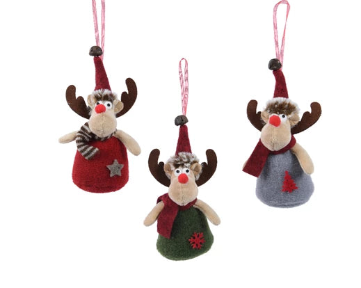 Reindeer polyester knitted clothes with hat 3col orted L.6cm x W.5cm x H.16cm