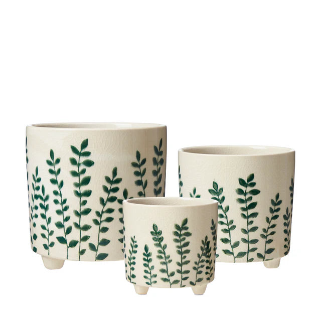 HAGA Pot Offwhite/Green Ø14 x 15cm