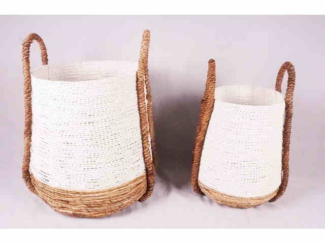 Basket Sulawesi Abaca/Recycled Plastic Natural/Wh