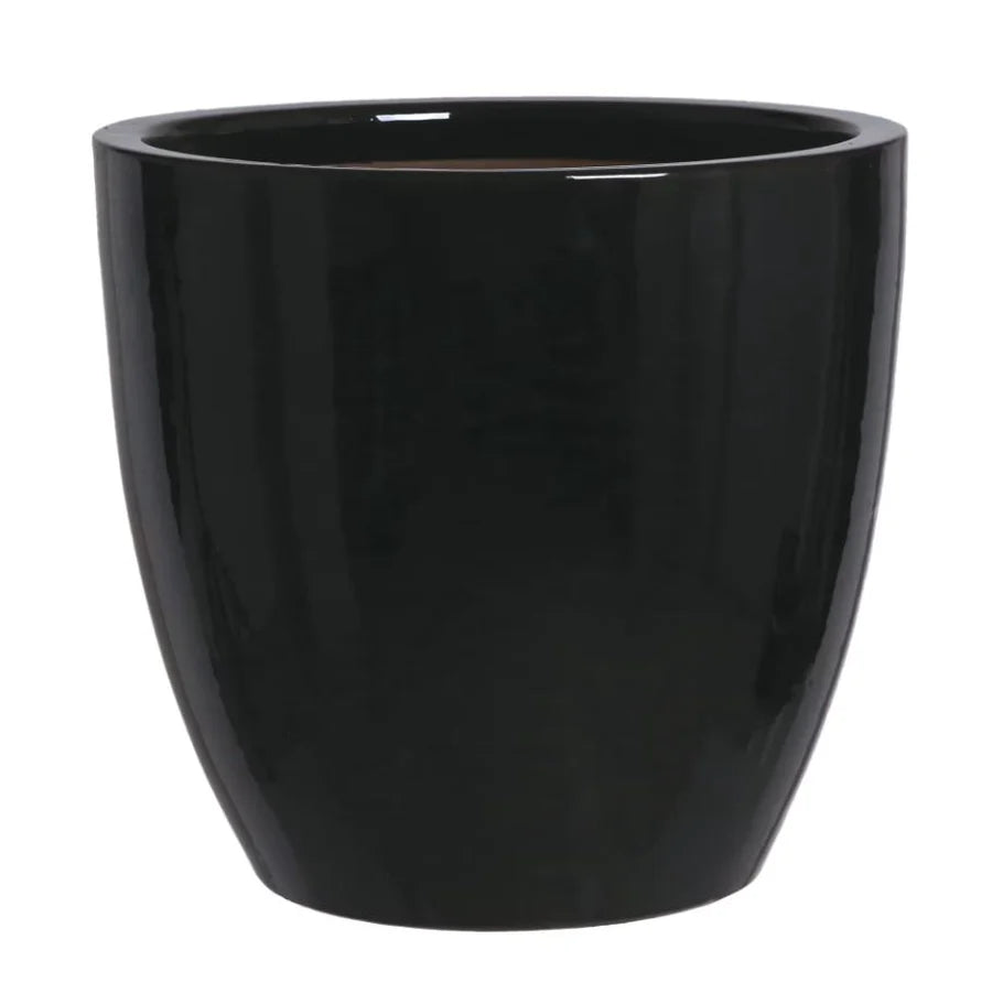 Plum Egg Pot Low Ø26cm x 18cm Black