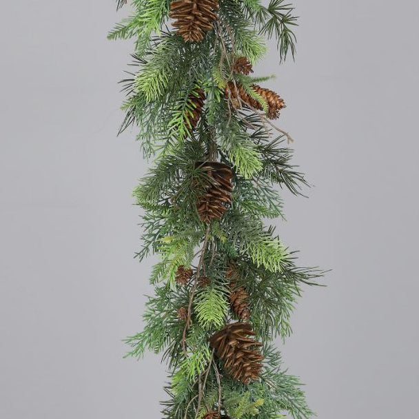 Premium fir mix garland with cones on vine, 140 cm