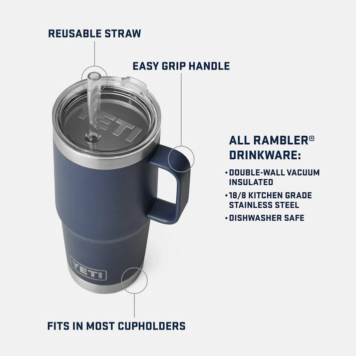 Yeti Rambler 25 OZ (739 ML) Straw Mug Navy