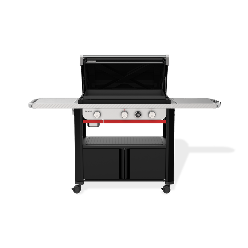 Weber SLATE Griddle with the lid open