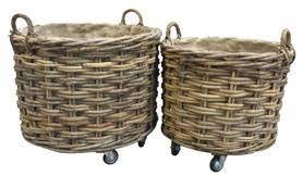 Glenweave round basket with wheels Large