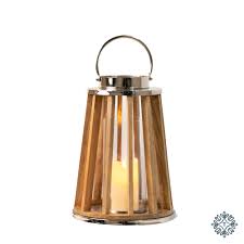 NINA LANTERN WOOD/CHROME 42CM