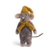 Grey Mouse with Yellow Hat & Scarf