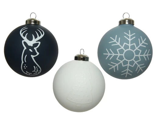 Bauble glass silver inside w matt multi-colour