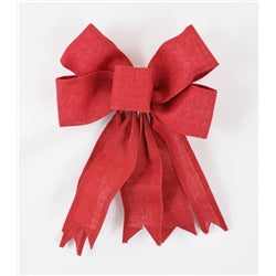HESSIAN SMALL RED BOW 30x28x4 cm