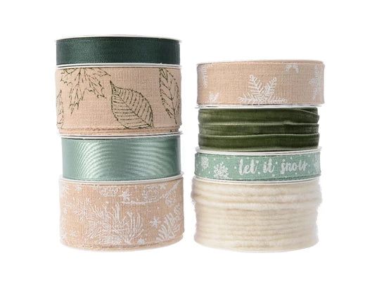 Ribbon polyester - 8ass natural/colour(s) L.400cm x W.1.5cm x H.0.2cm