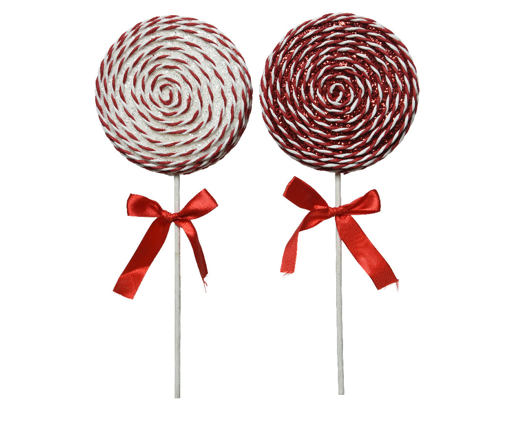Lolly foam lolly glitter, red satin bow L.3.5cm x W.14cm x H.36cm