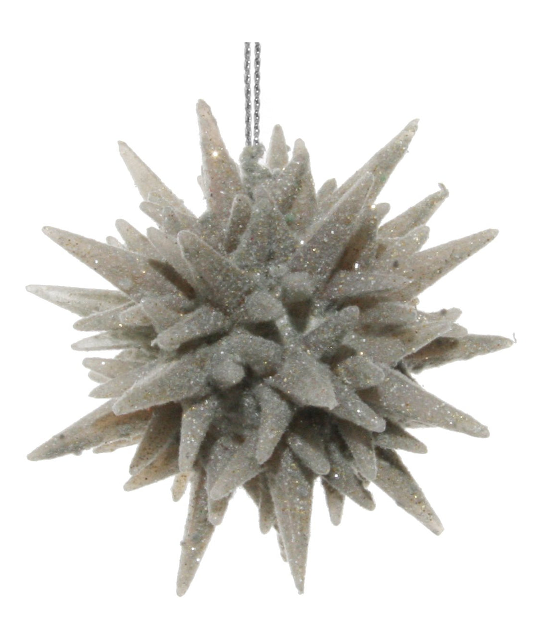 3D star grey-silver glitter 8cm