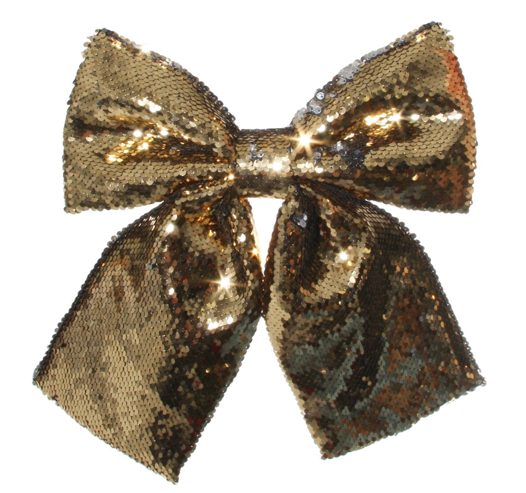 Sequin bow with clip gold-silver 30x32cm