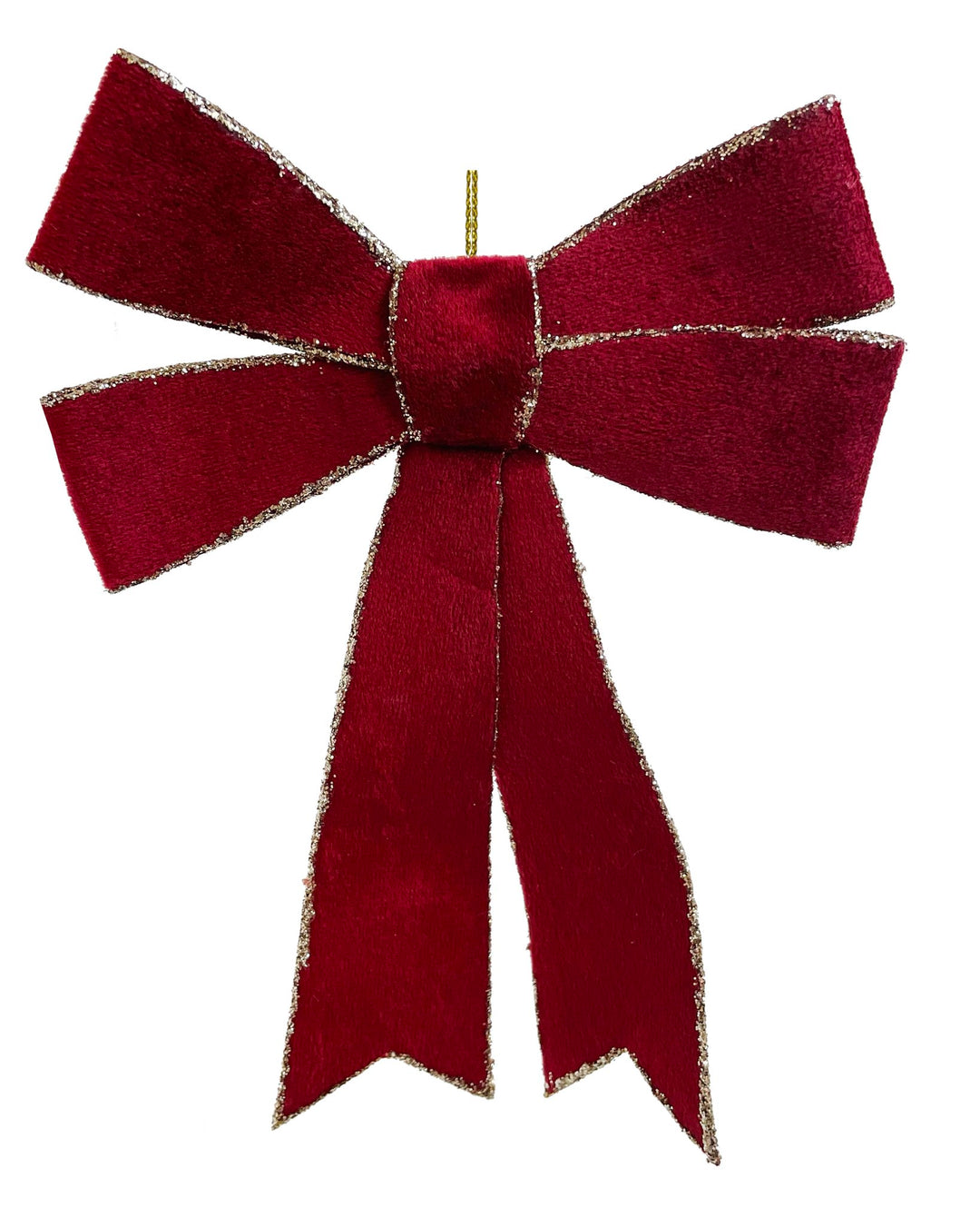 Velvet bow burgundy champagne glitter 18cm