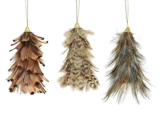 Tree feather with glitter with bead