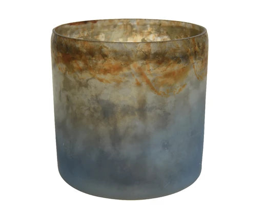 Tealightholder glass colorful antique misty blue