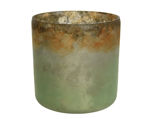 Tealightholder glass colorful antique moss green