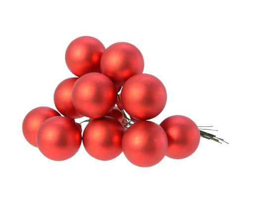 Baubles on wire glass christmas red D.2cm