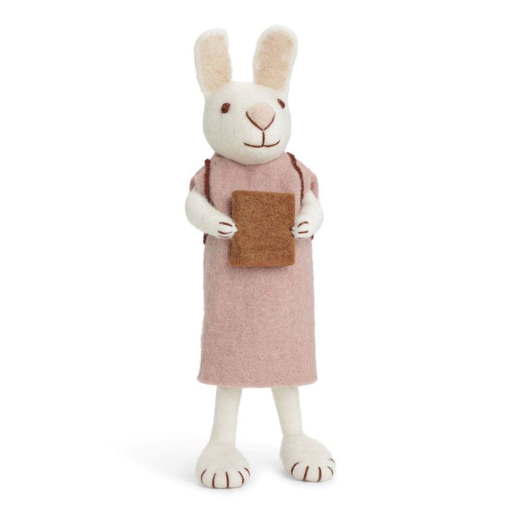 Big White Bunny with Lavender Dress and Book