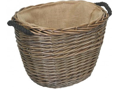 Antique Wash Oval Log Basket Small