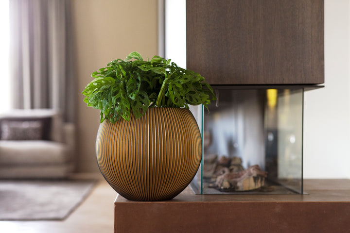 Vase ball Groove Ø29x26 black gold