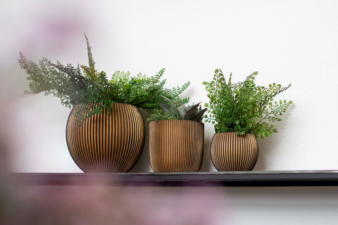 Vase ball Groove Ø63x51 black gold