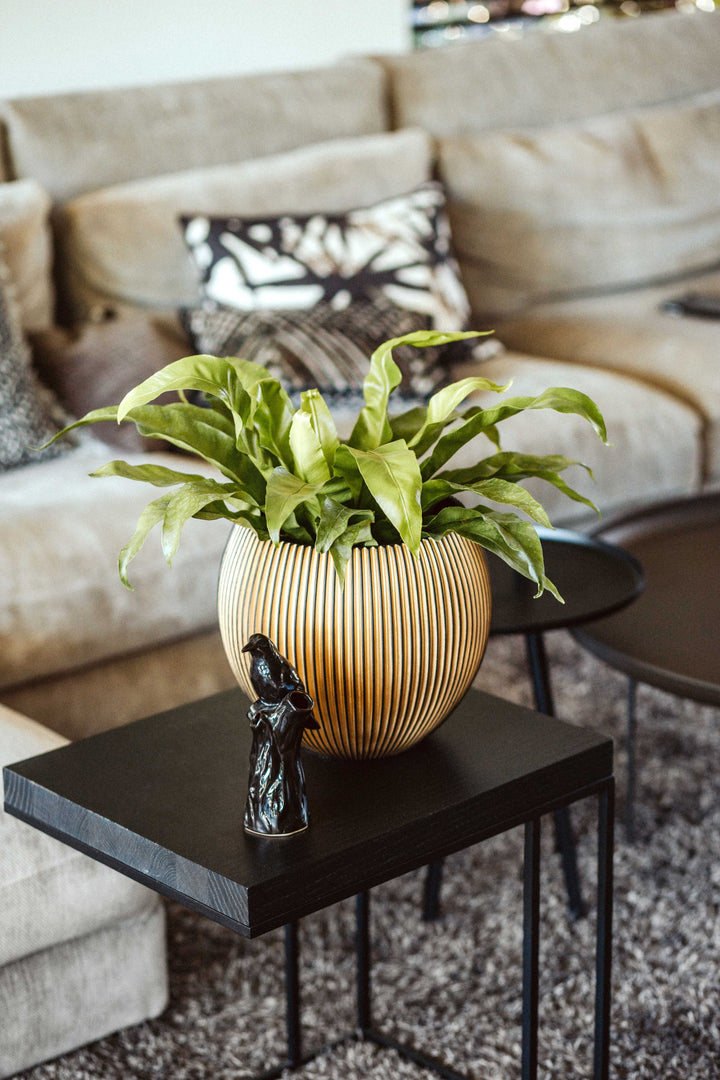 Vase ball Groove Ø18x15 black gold