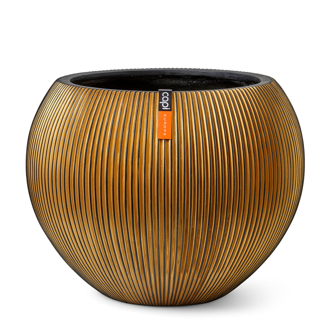 Vase ball Groove Ø63x51 black gold