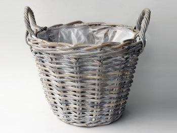 Round Rattan Handle Basket Grey Ø30H23cm