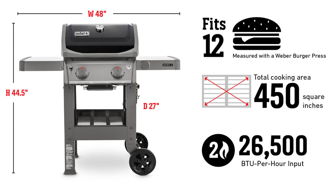 Dimensions for a Weber Spirit II E210