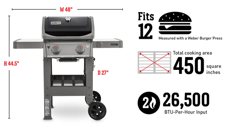 Dimensions for a Weber Spirit II E210