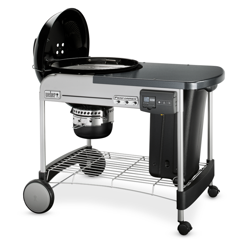 Weber Performer Deluxe with the lid open