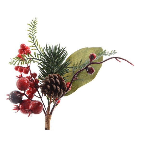decorated pick with berries green/red