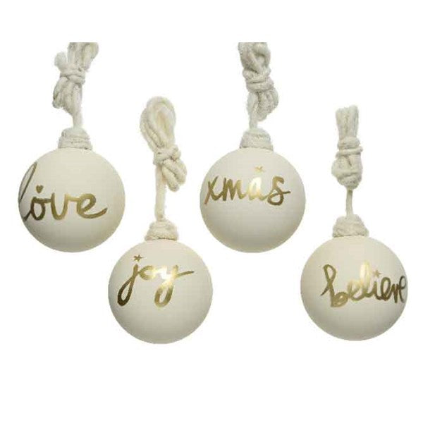 Bauble glass gold paint gold text