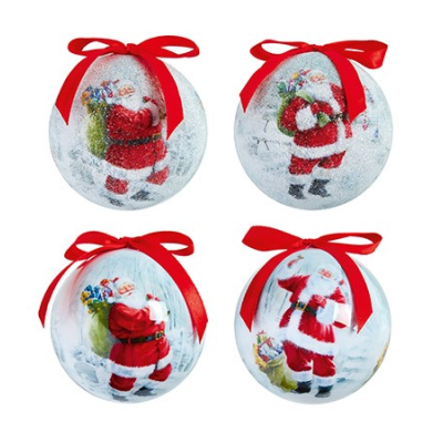 75mm 4Asst Jolly Santa Bauble