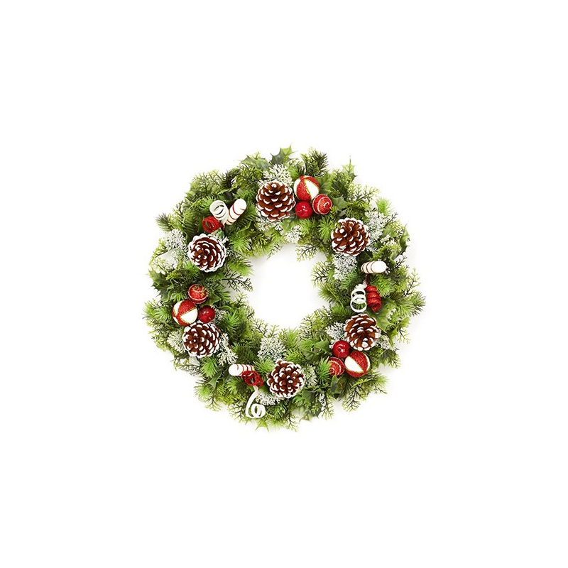 45cm Red White Plastic Wreath