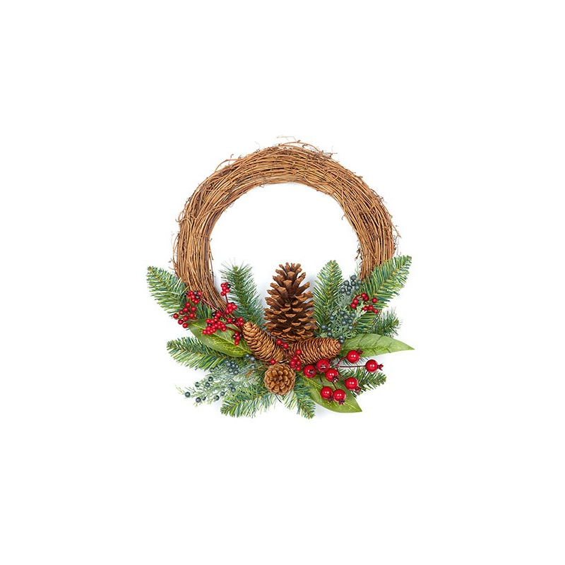 32cm Natural Red Berry Rattan